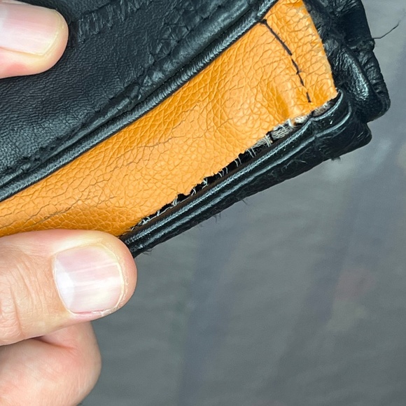 Diamond Plate Leather Motorcycle Jacket with Orange stripe - Picture 9 of 9